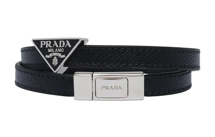 PRADA Calfskin Wristbands Men's Black