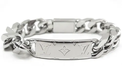 LOUIS VUITTON Monogram Cuban Chain Unisex Silver
