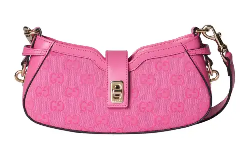 GUCCI Canvas With Leather Handbag, Shoulder Bag Women's Pink