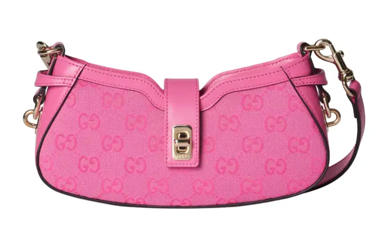 GUCCI Canvas With Leather Handbag, Shoulder Bag Women's Pink