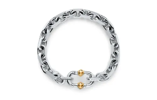 TIFFANY & CO. Tiffany 1837® Series 1937 Series Makers Wide Chain 18k Gold Bracelet Unisex Couple Style Silver