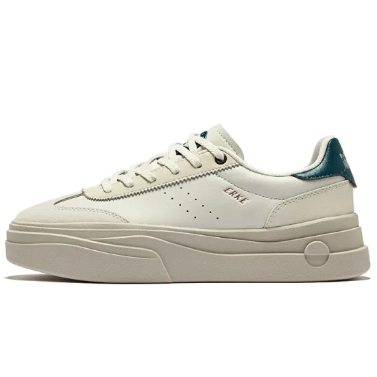 Erke Sun Anti-Slip Wear-Resistant Low-Top Skateboard Shoes Women's Pale Gray With Floating Stone Gray
