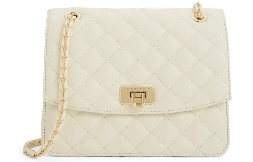 CHARLES&KEITH Pu Shoulder Bag Medium Women's Black/Beige /Cream