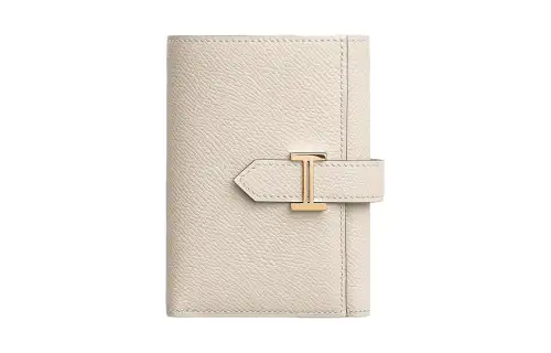HERMES Bearn Epsom Calfskin Wallet Women's 10 Craie Milkshake White
