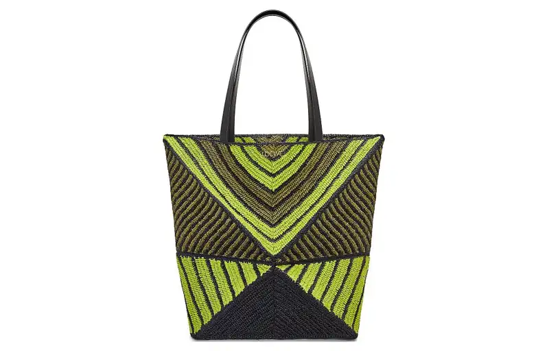 LOEWE Raffia Fiber Handbag Extra Large Unisex Celery Green & Olive Green
