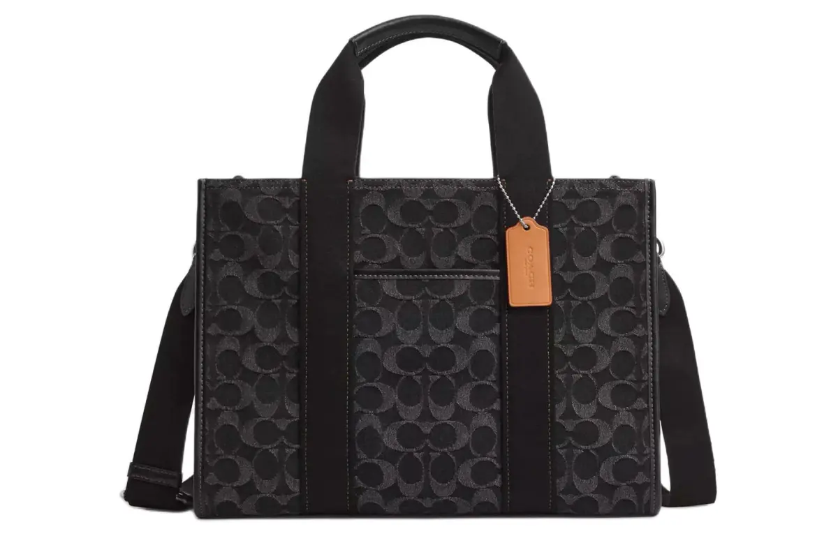 COACH Smith Iconic Denim With Smooth Leather Tote Shopping Bag, Shoulder Bag, Crossbody Bag, Handbag Large Unisex