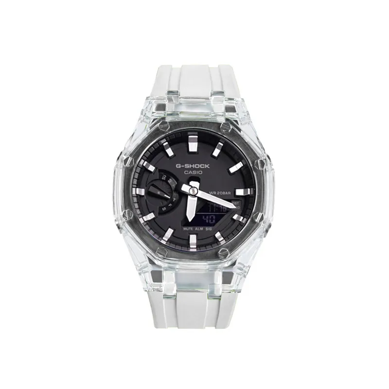 CASIO Custom Collection Quartz Movement Fluoroelastomer Strap Watch Unisex Black Dial