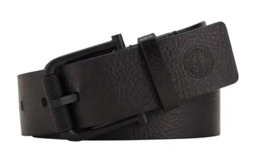 STONE ISLAND Logo Emblem, Pin Buckle Leather Belts Men's Brown Width 4CM