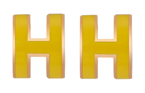 HERMES Metal, Rose Gold Plated Earrings Women's Yellow