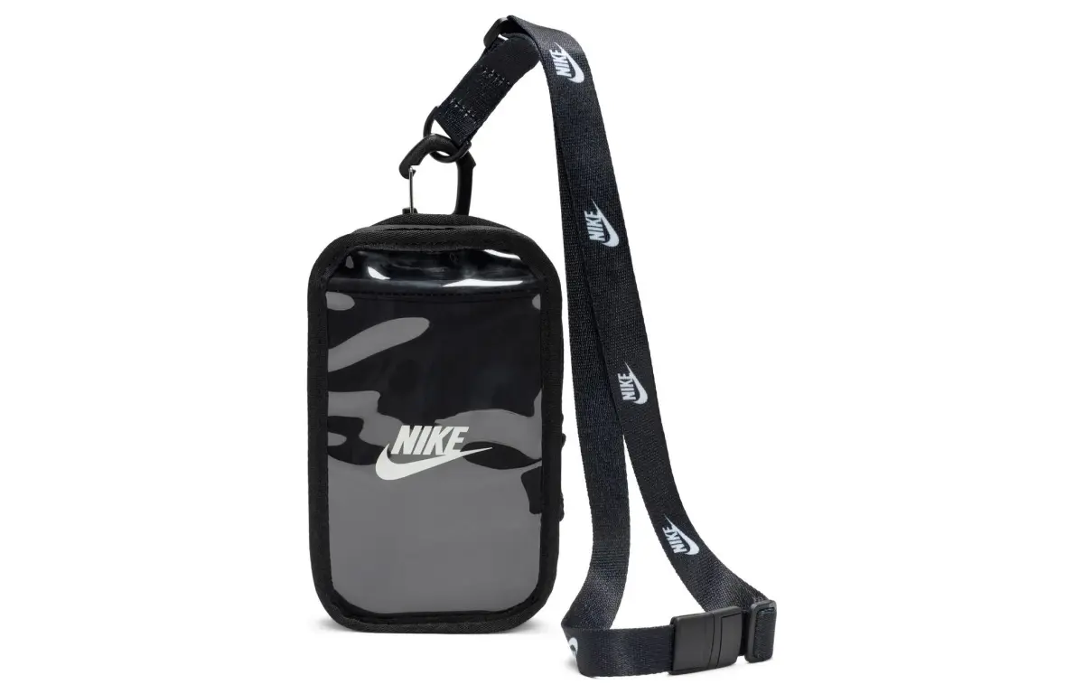 Nike Club Polyester Polyurethane One Shoulder Crossbody Cell Phone Pouch Regular Unisex Black
