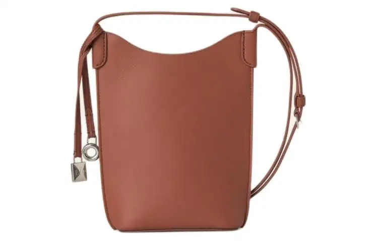 Loro Piana Cow Leather One Shoulder Crossbody Cell Phone Pouch Women's Kummel Color
