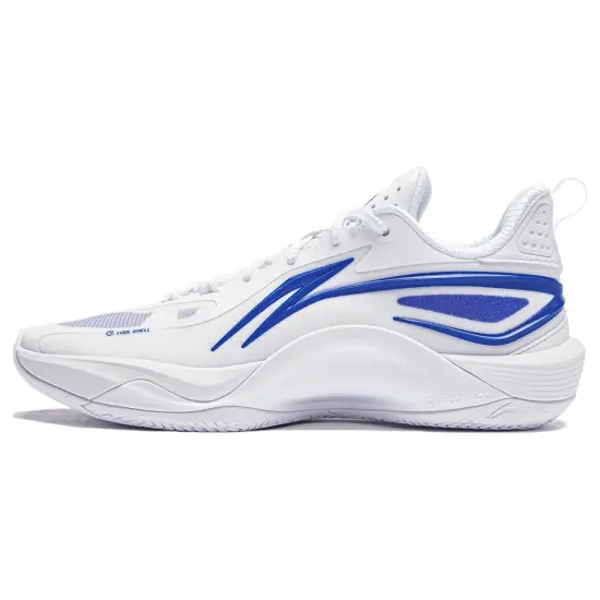 LINING Shining Basketball Shoes Men Low-Top Standard White/Crystal Blue