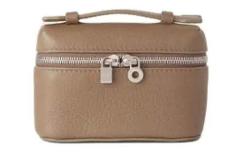 Loro Piana Hammered Texture Calfskin Charm Coin Purse Women's Warm Beige