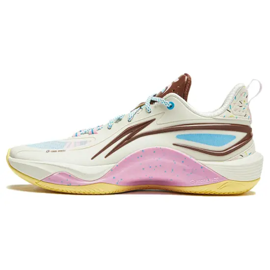 LINING Shining Basketball Shoes Men Low-Top Ecru