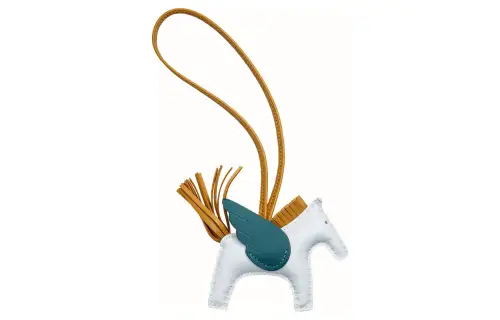 HERMES Rodeo Pegase Cow Leather Charms Unisex Haze Blue