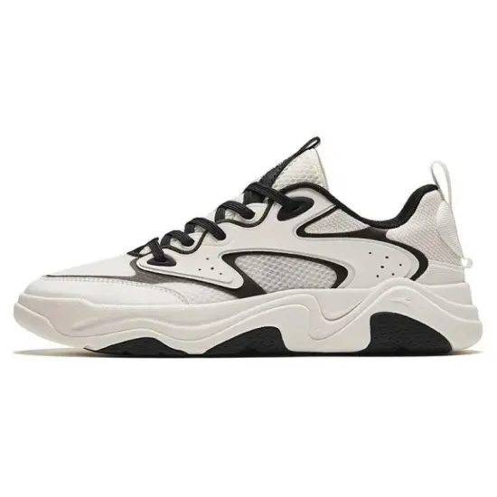 Anta Back Wave Cushioning Wear-Resistant Low-Top Casual Shoes Men's White Black