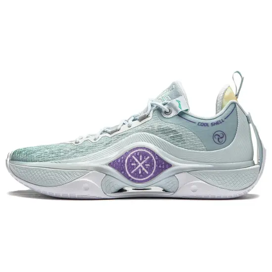 LiNing Shadow 5 V2 Cushioning Anti Slip Wear Resistant Breathability Low Top Basketball Shoes Men's Light Blue White