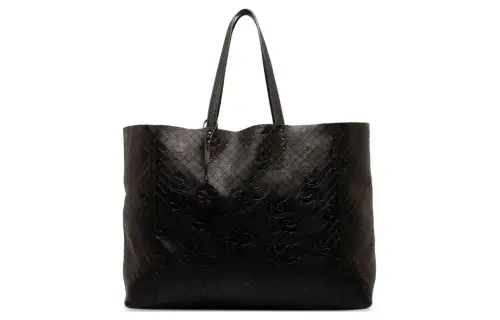 Bottega Veneta Calfskin Tote Bag, Shopping Bag, Handbag Unisex Black
