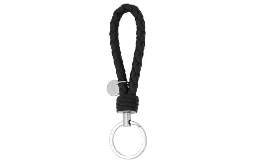 Bottega Veneta Woven Sheepskin Keychains Unisex Black