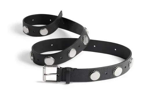 Balenciaga Embossed Logo, Pin Buckle Leather Belts Men's Black Width 4CM