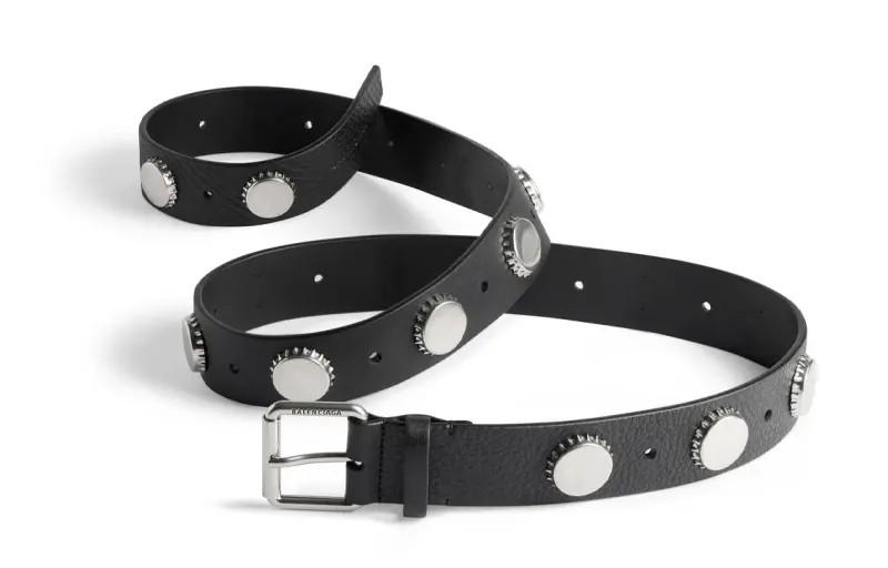 Balenciaga Embossed Logo, Pin Buckle Leather Belts Men's Black Width 4CM