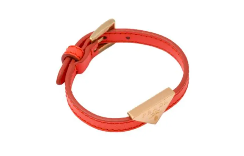 Prada triangle-logo leather bracelet