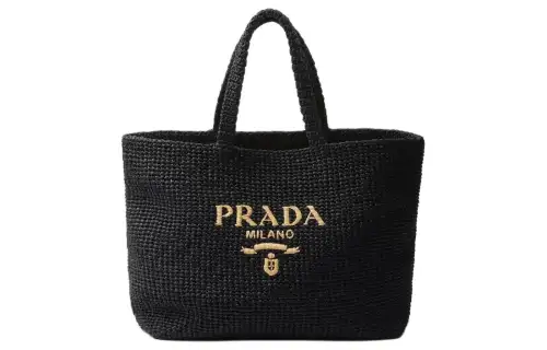PRADA Woven Cloth Handbag Men's Black