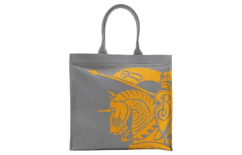 Burberry Cotton With Polyester Tote Bag, Shopping Bag, Shoulder Bag, Handbag Medium Unisex Gray With Sunflower