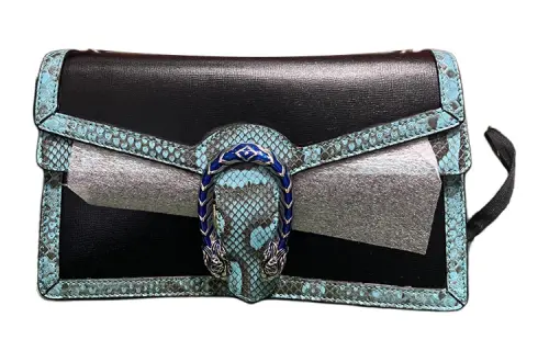 GUCCI Snake Skin With Cow Leather Crossbody Bag, Shoulder Bag Regular Women's Black
