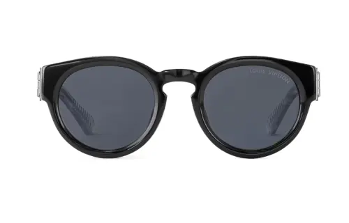 LOUIS VUITTON Legacy Acetate Titanium Round Sunglasses Men's Black
