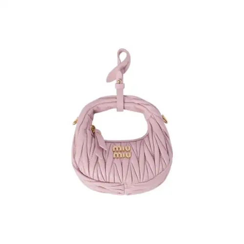 MIU MIU Wander Leather Hobo Bag, Shoulder Bag, Crossbody Bag Mini Women's Pink