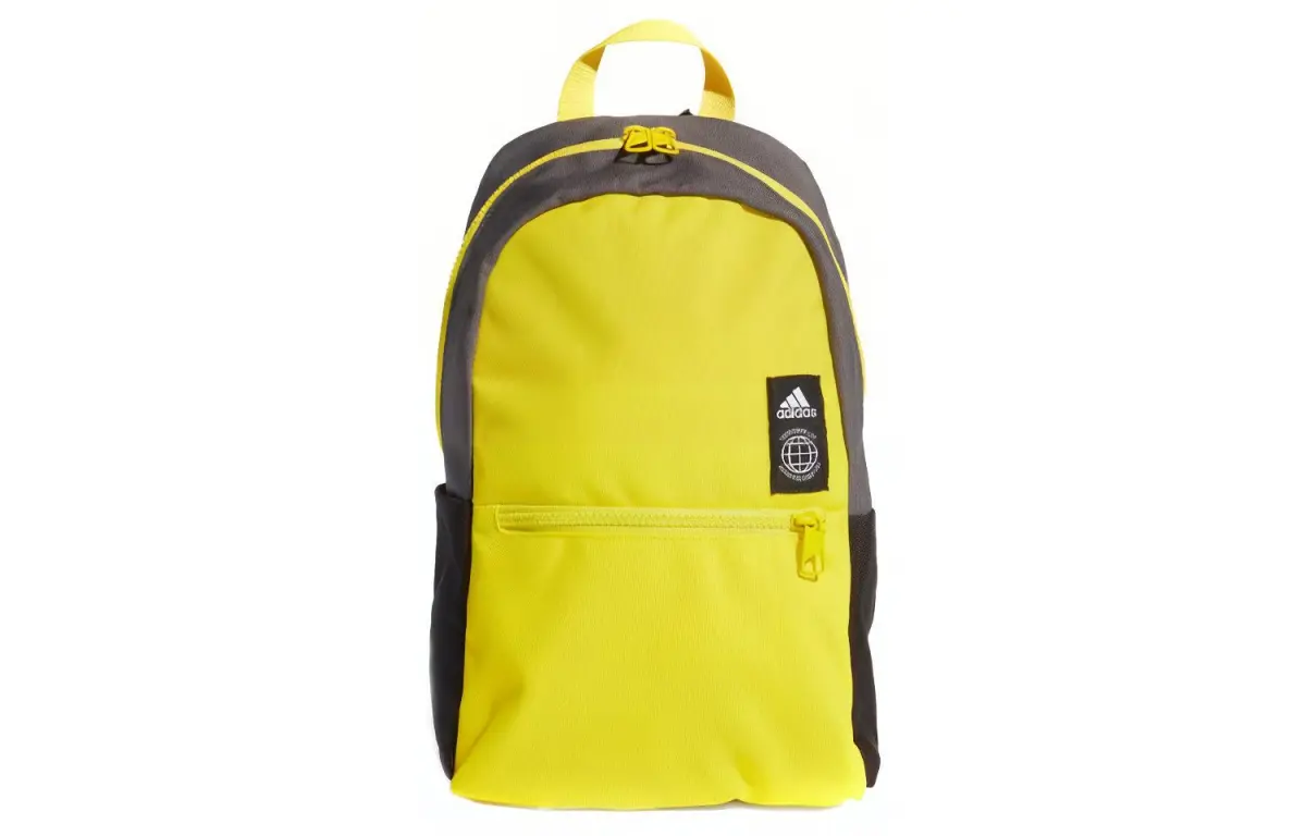 Adidas Recycled Polyester Plain Weave Fabric Backpack Regular Unisex Yellow