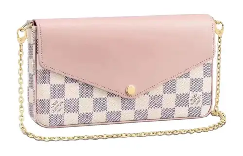 LOUIS VUITTON Pochette Félicie Canvas Coating With Cow Leather Chain Bag, Shoulder Bag Women's Cherry Blossom Pink