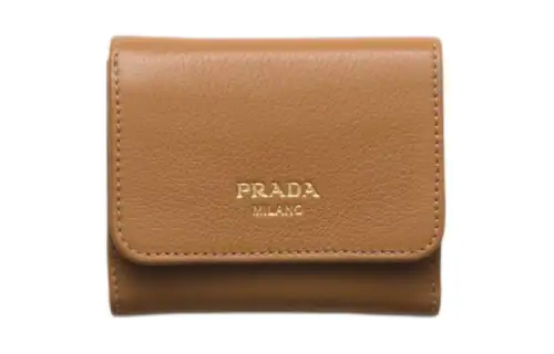 PRADA Leather Wallet Small Women's Caramel