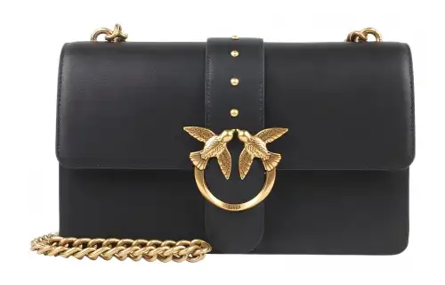 PINKO Cow Leather Bird Bag, Swallow Bag, Shoulder Bag, Crossbody Bag Women's Black