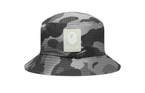A BATHING APE Cotton Bucket Hats Men's Gray/Black