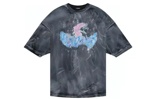 WE11DONE SS23 T Shirts Unisex Black Crew Neck Moderate Straight Fit