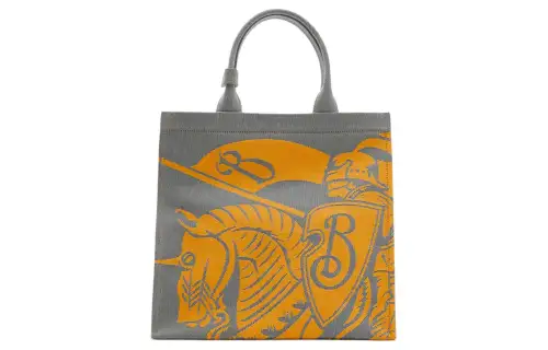 Burberry Cotton With Polyester Tote Bag, Shopping Bag, Shoulder Bag, Handbag Small Women's Gray With Sunflower