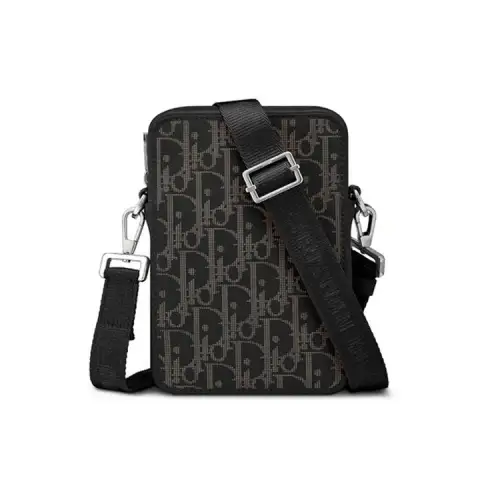 DIOR Cow Leather Messenger Bag, Crossbody Bag, Shoulder Bag Men's Black