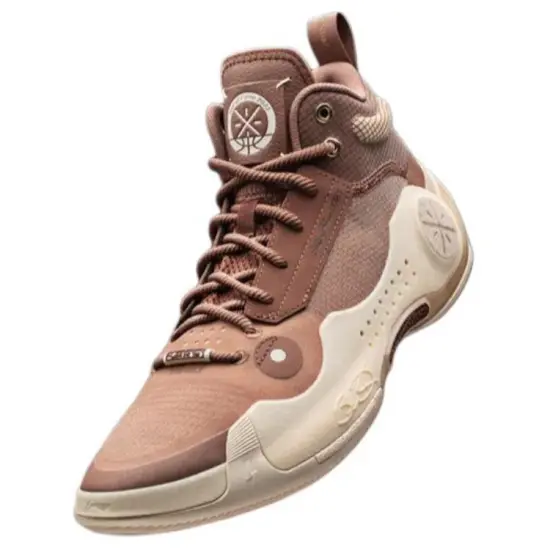 LINING WOW 10 Basketball Shoes Men High-Top Red Brown