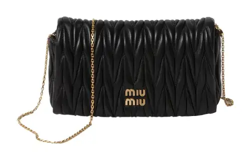 MIU MIU Matelassé Nappa Leather Crossbody Bag, Shoulder Bag Women's Black
