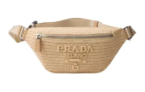 PRADA Raffia Fanny Pack Men's Natural
