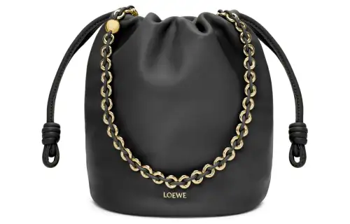 LOEWE Flamenco Sheepskin Bucket Bag, Handbag, Shoulder Bag, Crossbody Bag Women's Black