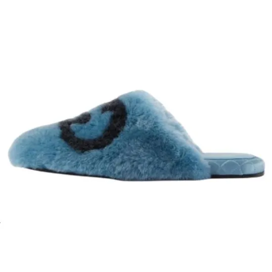GUCCI Interlocking Wrap toe Slippers Women's Blue