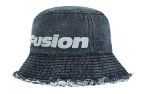 FILA FUSION Letter Print Cotton Bucket Hats Unisex Washed Gray, Blue