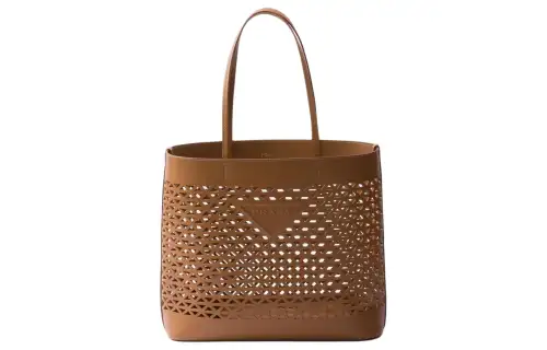 PRADA Leather Handbag Large Unisex Caramel
