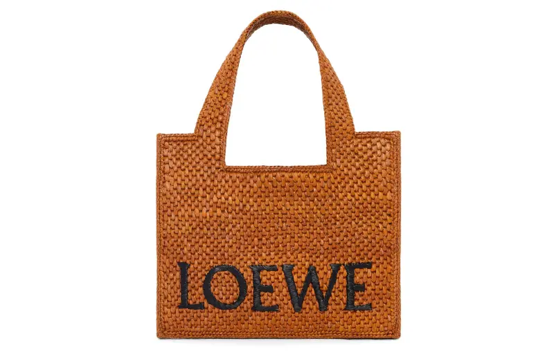 LOEWE Font Tote Raffia Tote Bag, Shopping Bag, Handbag Small Women's Honey Gold