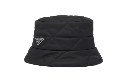 PRADA Triangle logo Quilted Bucket Hat
