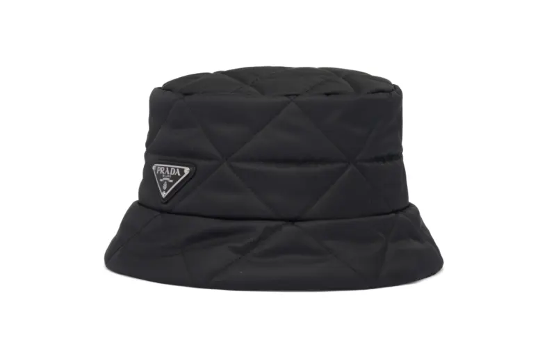 PRADA Triangle logo Quilted Bucket Hat