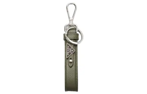 PRADA Leather Keychains Men's Dark Olive Green